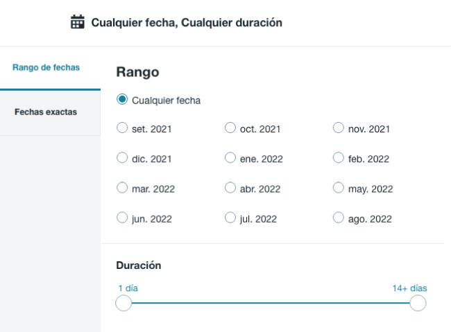 Filtro rango de fechas Explore